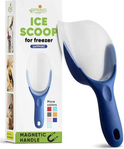Vista 16 de Spring Chef Cuchara de hielo magnética para congelador, cuchara de palomitas de maíz de plástico flexible sin BPA con mango de agarre suave, cuchara
