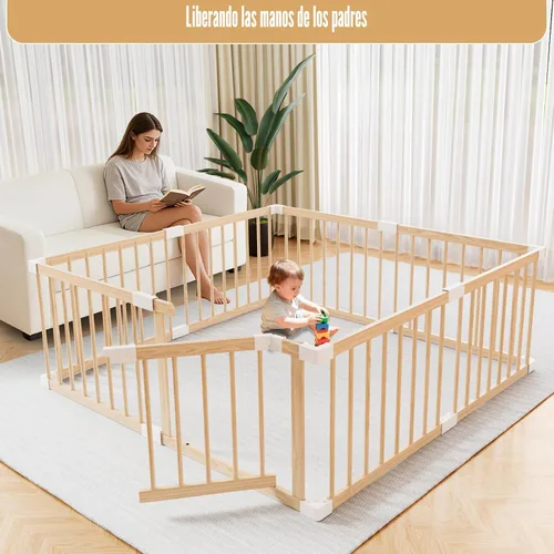 Vista 5 de Corralito portátil para bebés, corralito para bebés y niños pequeños, corralito para niños pequeños de 1 a 3 años, valla para bebés, área de juego