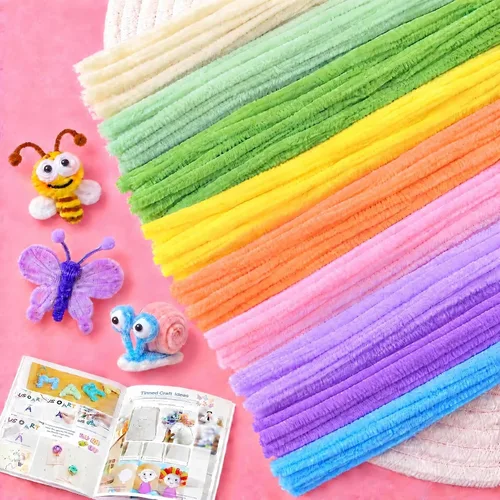 Vista 10 de URSDIART 450 limpiapipas a granel, 30 colores surtidos de tallos de chenilla Multicolor