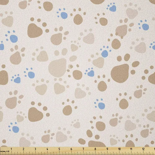 Vista 110 de Lunarable Tela de animales de The Yard, caras de gato y perro, mejores amigos, Bulldog Beagle, Labrador, Calico Kitty impresión, tela de satén