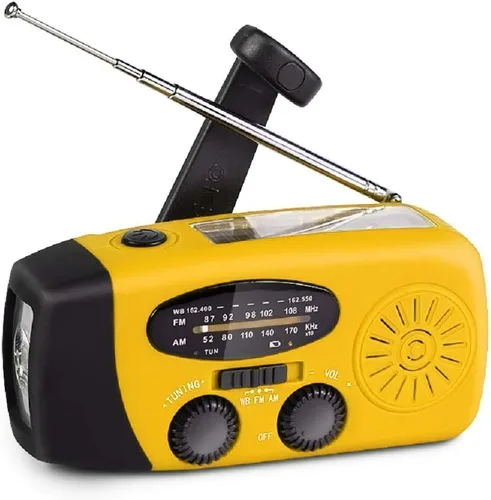 Vista 9 de Radio solar portátil de emergencia meteorológica manivela AM/FM NOAA radio de supervivencia con linterna LED 2000mAh cargador de teléfono móvil
