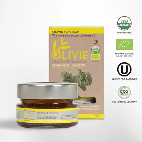 Vista 5 de OLIVIE, Cápsulas de extracto de hoja de olivo orgánico, perlas PowerUp de OLIVIE, suplemento de hidroxitirosol, polifenoles antioxidantes, apoyo