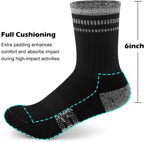 Vista 3 de Gonii Crew Socks Women Hiking Running Athletic Cushioned Compression Socks 5-6 Pairs