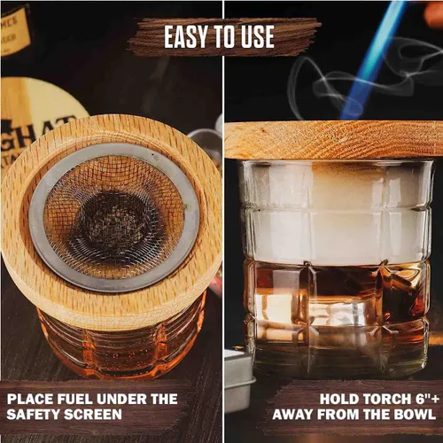 Vista 8 de Foghat Ahumador para Cócteles con Astillas de Madera - 100oz de Rebobinado de Bourbon para Kit de Ahumado, Whisky y Ahumador de Bebidas - Astillas