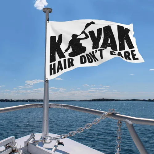 Vista 8 de Kayak-Girl-Kayak-Hair-Don't-Care-Gifts for Women Men Bandera negra de 4 x 6 pies, banderas divertidas para habitación con 2 argollas de latón