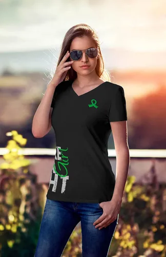 Vista 4 de Fight Like a Girl Camiseta con cuello en V para mujer con envoltura lateral