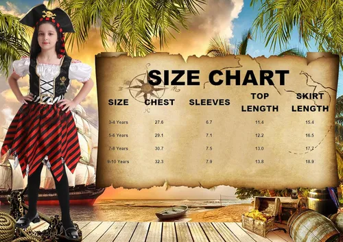 Vista 3 de RAAIBB Disfraz de pirata para niñas, disfraz de Halloween para niñas, disfraz de princesa bucanera con accesorios de lujo, regalos de cumpleaños