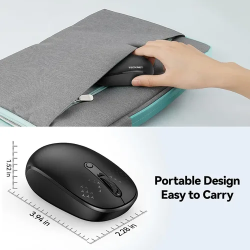 Vista 3 de Tecknet Mouse inalámbrico, mouse silencioso de 2.4 GHz con receptor USB, 4 botones, portátil, inalámbrico, para Chromebook, laptop, computadora