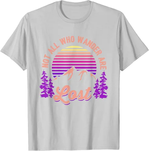 Vista 47 de Not All Who Wander Are Lost Vintage Mountains - Camiseta de senderismo, Negro, S