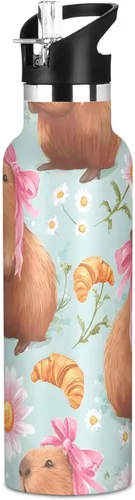 Vista 37 de Botella de Agua de Lobo Tazas de Lobo Botella de Agua Galaxia para Niños Niñas con Tapa de Pajita Lobos Aislada Acero Inoxidable Frasco de Agua a007