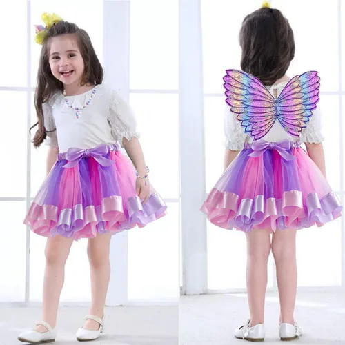 Vista 2 de ShaqMars 4 piezas de ropa de vestir para niñas pequeñas, disfraz de hada de princesa