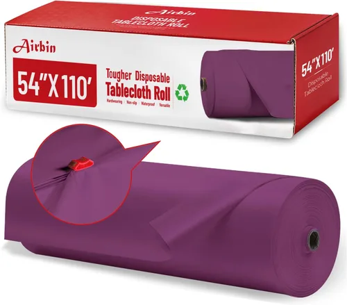 Vista 53 de Mantel de plástico, 110 pies x 54 pulgadas en rollo desechable de plástico