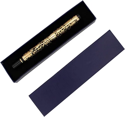 Vista 3 de Pluma estilográfica avanzada Jinhao 5000 Dragon Year Dorado con Negro