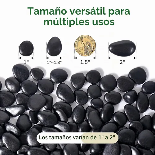 Vista 2 de GreatBuddy Rocas de río negro de 15 libras para paisajismo, guijarros negros pulidos de 1-2 pulgadas, rocas decorativas para plantas