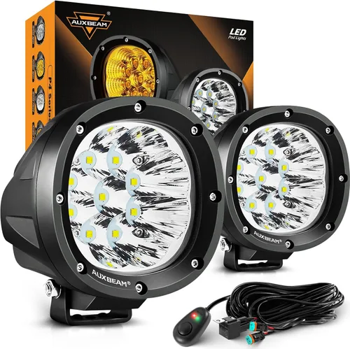 Vista 13 de Auxbeam Paquete de 2 unidades de luces LED de haz de inundación de la serie Luces de inundación blancas de la serie P4