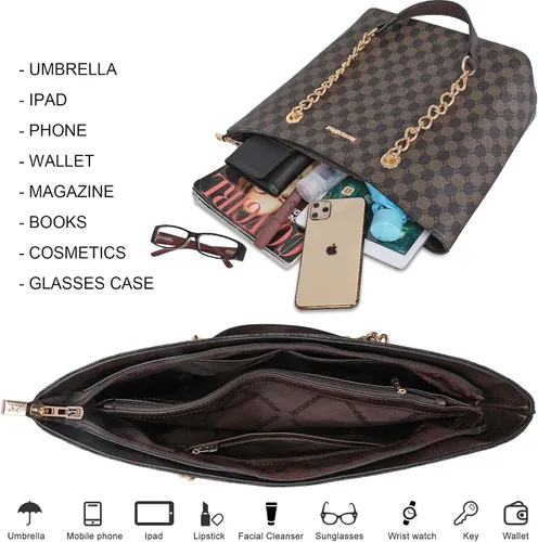 Vista 5 de Montana West Bolso de mano para mujer con asa superior con cadena