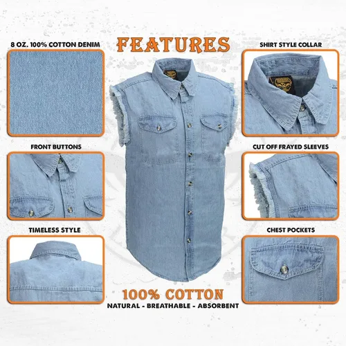 Vista 2 de Camisa de mezclilla Bikers Edge sin mangas para hombre