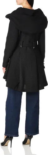 Vista 3 de Steve Madden Womens Coat Single Breasted Wool Peacoat with Oversized Hood, Tie Belt Lightweight Jacket for Women (S-XL)