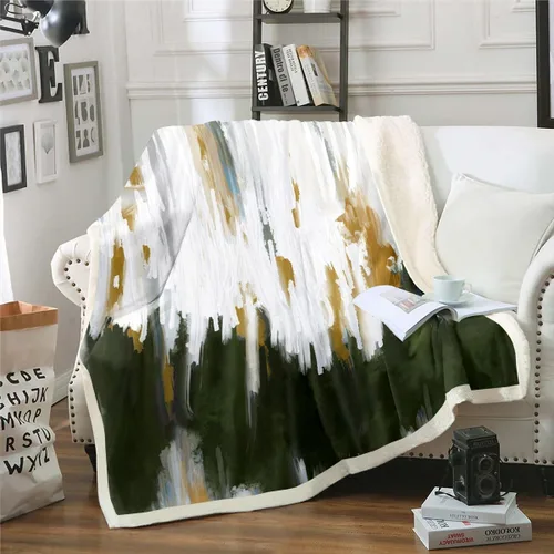 Vista 21 de Erosebridal Manta de sherpa moderna para niños y adolescentes, color naranja, verde azulado, negro, manta para silla, manta de forro polar con rayas