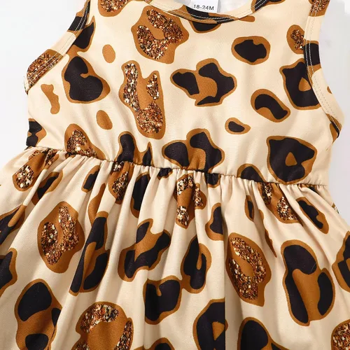 Vista 4 de YWFSHOP Vestido y cárdigan para niñas pequeñas, sin mangas, vestido de juego y volantes, bolero de hombros de 18 meses a 6 años