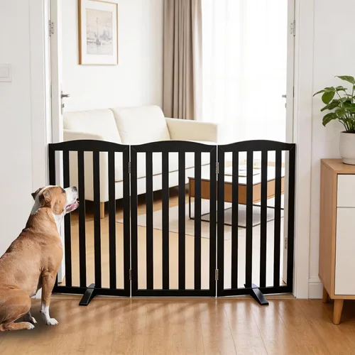 Vista 28 de Puerta Independiente para Perros para Interiores, Puerta para Perros Plegable, Puertas para Mascotas para Entradas, Escaleras o Pasillos, Puerta