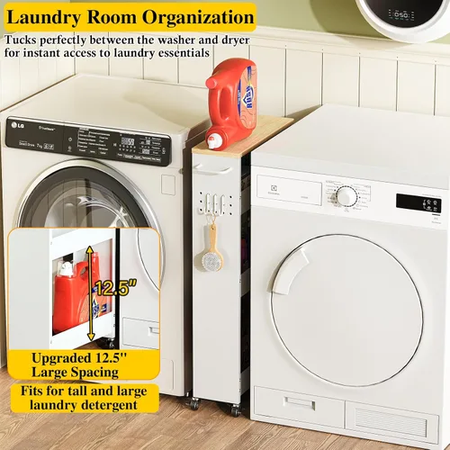 Vista 2 de OKZEST Carrito de almacenamiento delgado de 4 niveles, organizador de baño y carrito de almacenamiento, estante de organización de cocina