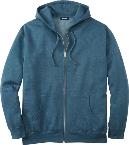 Vista 19 de KingSize - Chaqueta de forro polar con capucha y cremallera frontal para hombre Negro