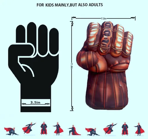 Vista 4 de Increíbles guantes de héroe supermanos aplastando puños cosplay disfraz de Halloween Navidad perlas marrones que brillan THA