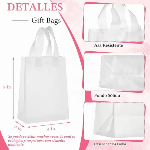 Vista 2 de Amylove - 80 bolsas de compras transparentes, bolsas de regalo con asa, 6 x 3 x 9 pulgadas 2-Transparente