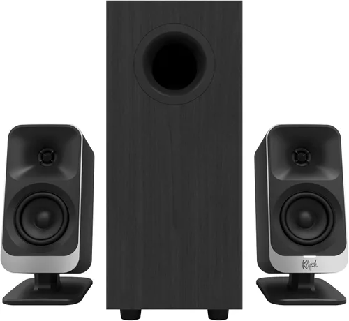 Vista 5 de Klipsch ProMedia Lumina 2.1 Sistema de juegos para computadora con subwoofer y efectos de iluminación RGB incorporados