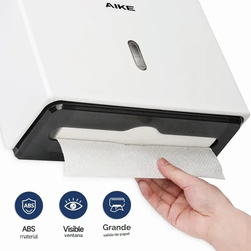 Vista 3 de AIKE Dispensador de toallas de papel multipliegue de 200 hojas, montaje en Blanco