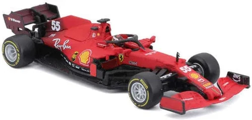Vista 2 de Bburago B18-36828S 1:43 F1 2021 Ferrari SF21 con casco SAINZ, varios