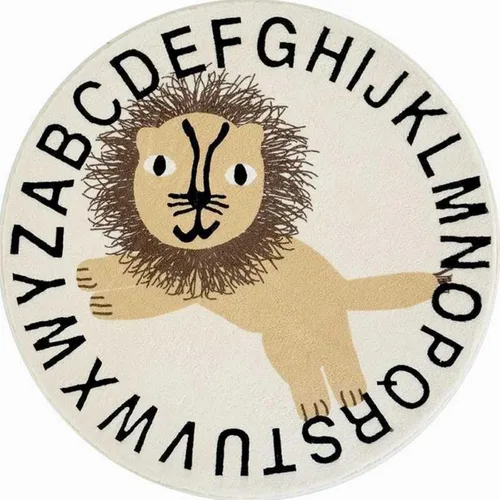 Vista 6 de MOJUN Alfombra redonda de juegos para niños, bonita alfombra de juegos con temática de zoológico súper suave de felpa antideslizante, alfombra