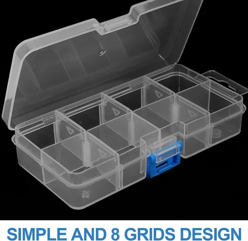 Vista 6 de Healifty Caja de herramientas transparente para arte de uñas, organizador de 8 ranuras con tapa, estuche de almacenamiento de manicura de plástico