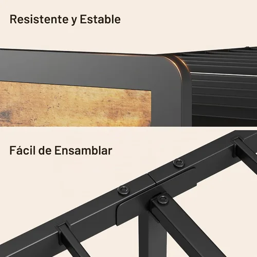 Vista 6 de Gizoon Base de cama individual con cabecero y estribo, cama de plataforma de metal