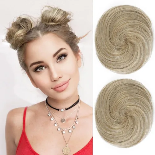 Vista 47 de REECHO Space Bun Hair Pieces, 2 piezas de mini clips de garra en moños desordenados y orejas de gato, extensiones de moño de cabello falso HB001