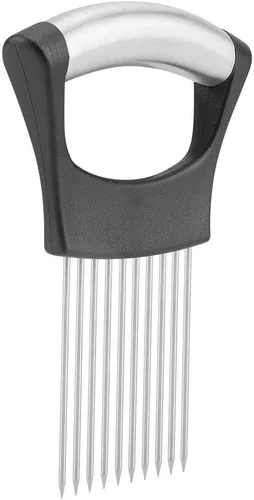 Vista 9 de Soporte de cebolla de acero inoxidable para cortar cebolla herramienta de corte con 10 puntas de corte de utensilios de cocina