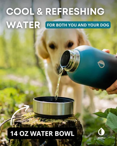 Vista 4 de Botella de agua para perros, botella de agua de viaje aislada para perros, dispensador de botellas de agua para mascotas de acero inoxidable