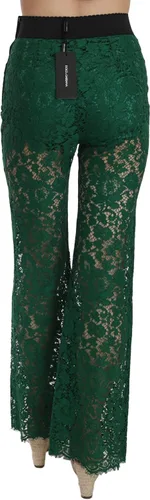 Vista 4 de Dolce & Gabbana Pantalones Palazzo con encaje floral verde, Verde