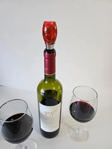 Vista 8 de tapon de botella de vino protector de vino (rojo con flor)