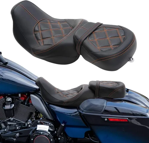 Vista 8 de XFMT Asiento de motocicleta para dos personas. Para Harley Davidson Touring 2009 a 2020.