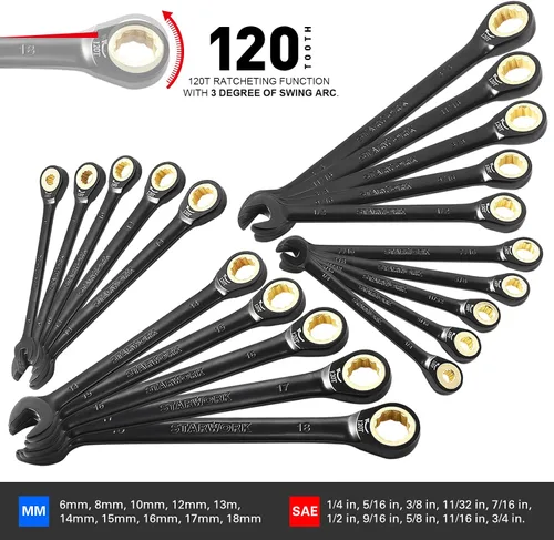 Vista 4 de STARWORK TRUE MECHANIC - Juego de herramientas mecánicas de 303 piezas, llave de trinquete 120T, profesional, SAE/métrica