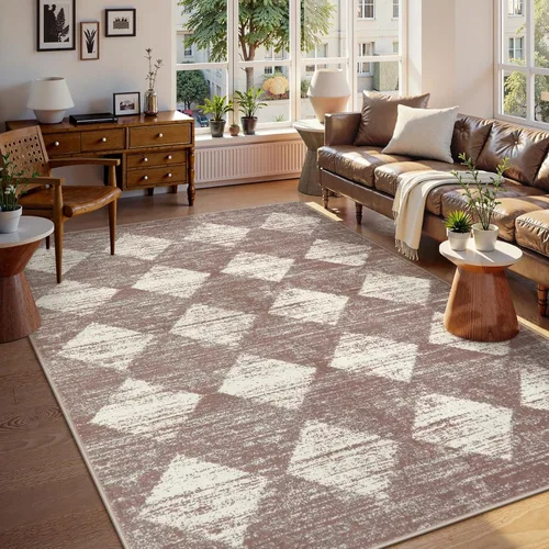 Vista 47 de Lahome - Tapete con diseño de entramado marroquí, a cuadros, pequeño, suave y antideslizante, moderno, resistente a las manchas, para puerta Negro