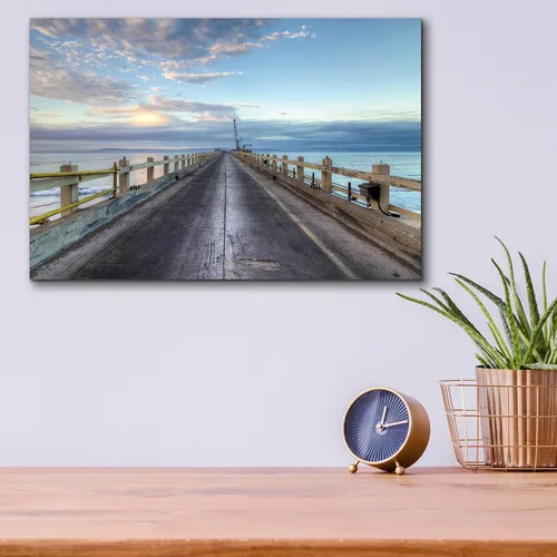 Vista 8 de Epic Art 'Carpinteria Pier View I' de Chris Moyer, arte de pared de vidrio acrílico, 16"x12