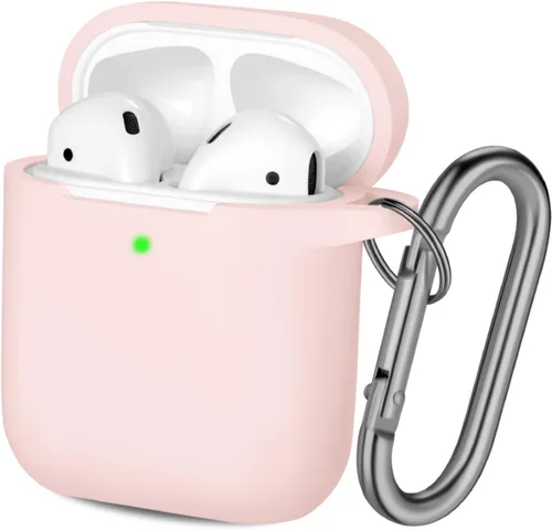 Vista 17 de Hamile Compatible con estuche de AirPods, funda protectora de silicona suave (LED frontal visible) diseñada para AirPods con accesorios de llavero