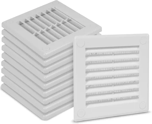 Vista 21 de Paquete de 2 cubiertas cuadradas de ventilación de aire de 4" x 4" (tamaño exterior) - Deflector de ventilación de plástico negro - Malla