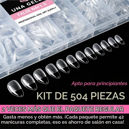 Vista 9 de UNA GELLA Puntas de uñas cortas de almendra: 504 PCS uñas postizas cortas, puntas de uñas de gel a presión suave, forma de almendra preformada A1
