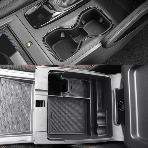 Vista 10 de CDEFG 2 piezas para Nissan Frontier 2022 2023 2024 Organizador de consola central 2022-2024 Nissan Frontier Camión Organizador de tablero Caja