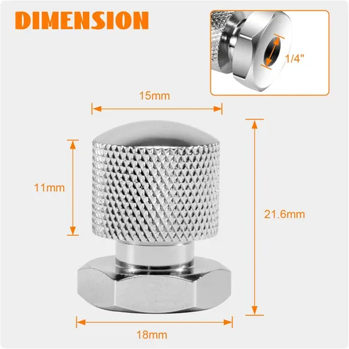 Vista 3 de 3 piezas de tornillo de asiento trasero moleteado de acero inoxidable con tuerca de montaje de asiento solo rosca de 1/4"-20 Patrón de calavera