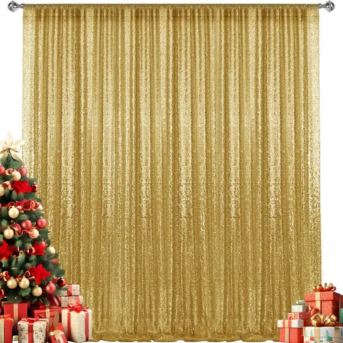 Vista 118 de 2 paneles de cortinas de fondo de lentejuelas verdes de 8 pies, cortinas de fondo de fotografía con purpurina para decoración de Navidad, boda